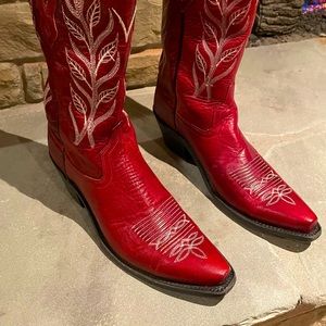 Old West Burgundy Leather Women’s Tall Western Boot 8.5M